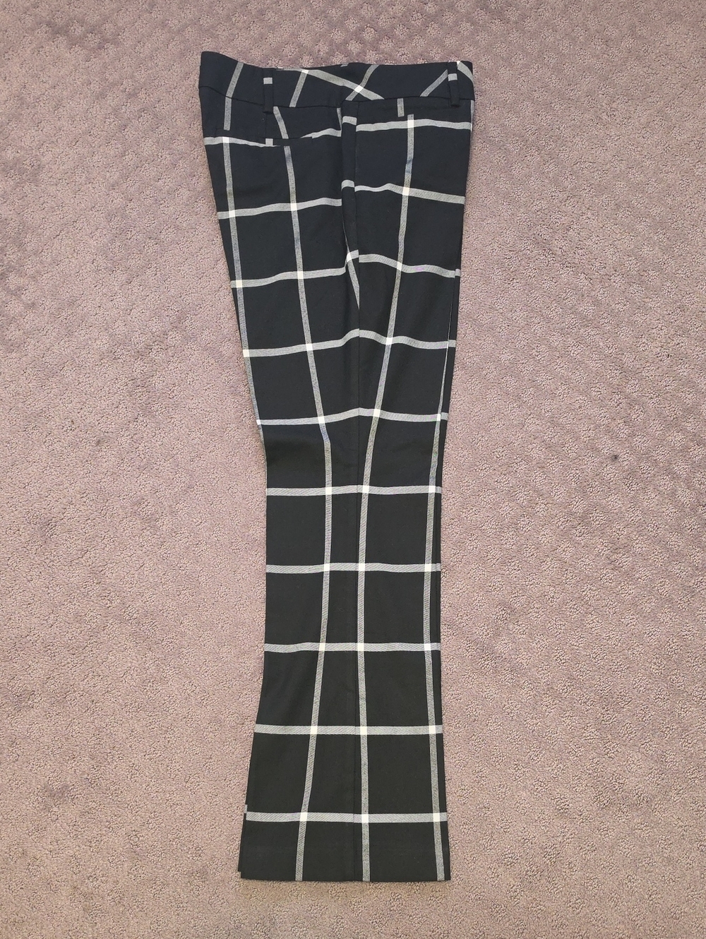 Black Windowpane Straight-Leg Pants